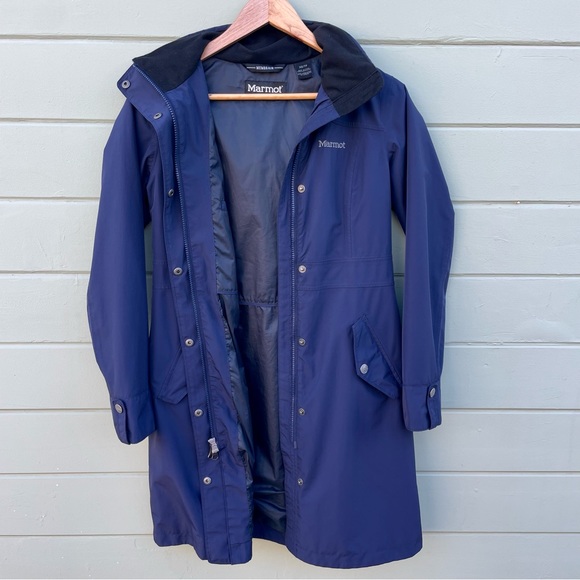 Marmot XS Membrain trench coat hooded rain jacket Navy - Picture 3 of 16
